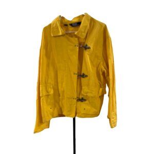 polo ralph lauren yellow rain jacket 100% cotton heavy duty hardware clasps size